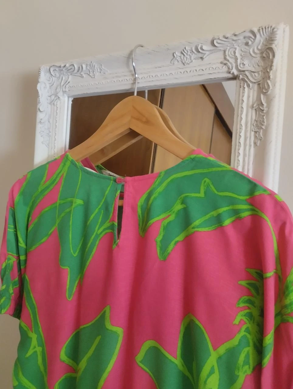 Desigual Tropical Tucanos Rosa Verde Blusa Oversized S – photo 10